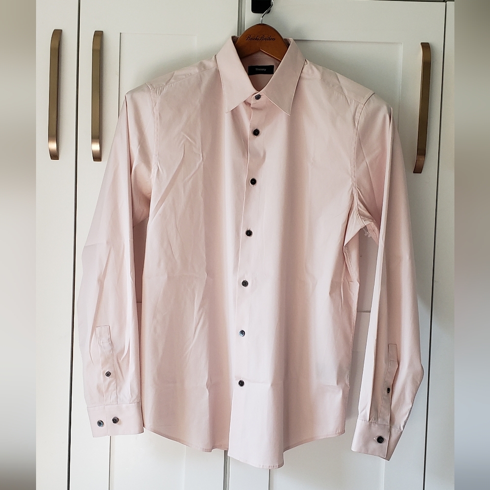 Theory Shirt Mens M Blush Dogwood Sylvain Shirt Structure Collard Button Front